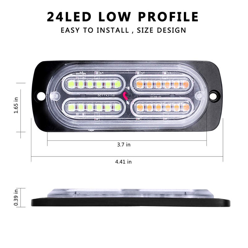 EASE2U E Led Warning Lights, 4pcs Emergency Warning Caution Hazard Construction Ultra Slim Sync Feature Car Truck with Main Control Box Surface Mount (White Blue) - Image 4